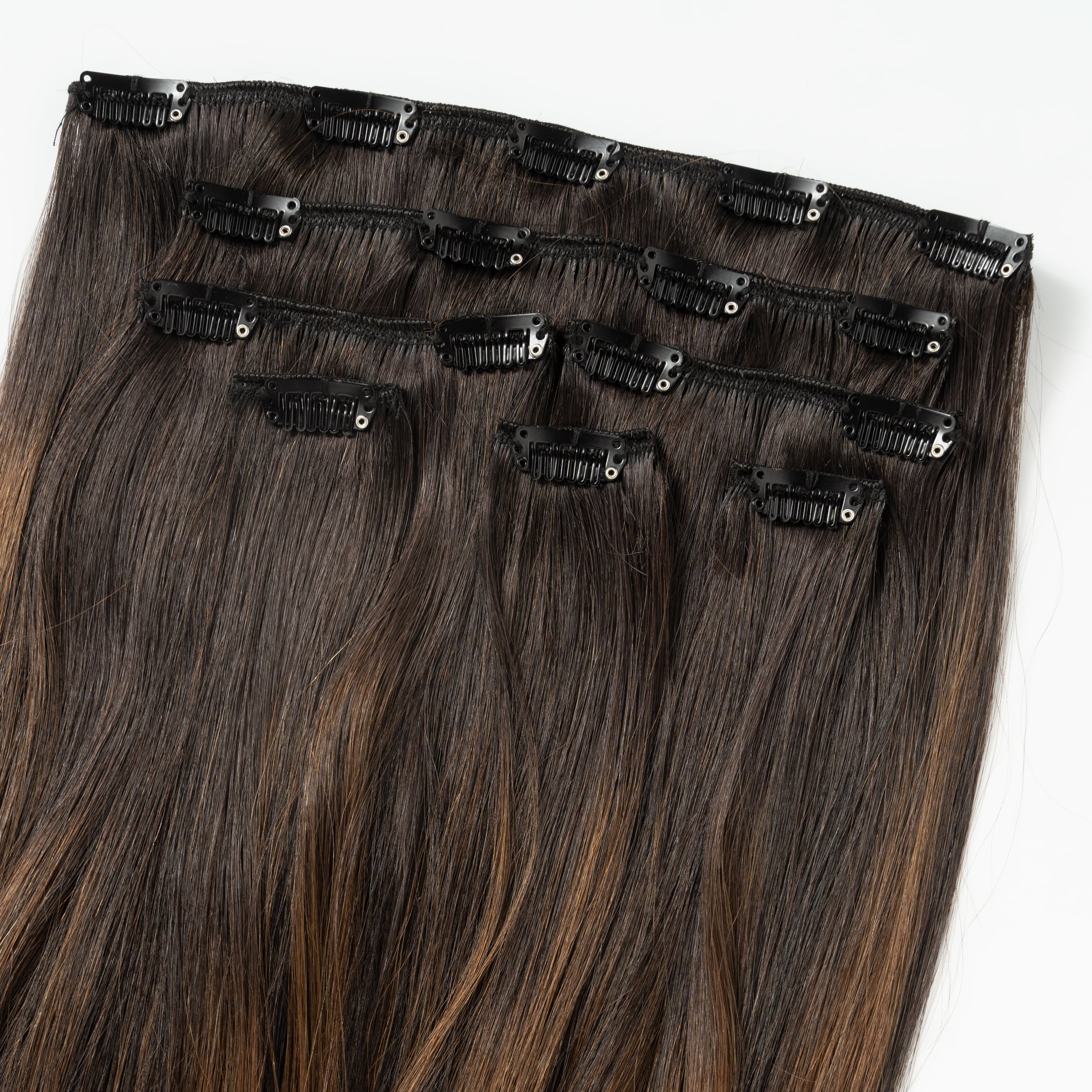 Clip in - Dark Chocolate Brown Balayage 1A+4 - Image 5