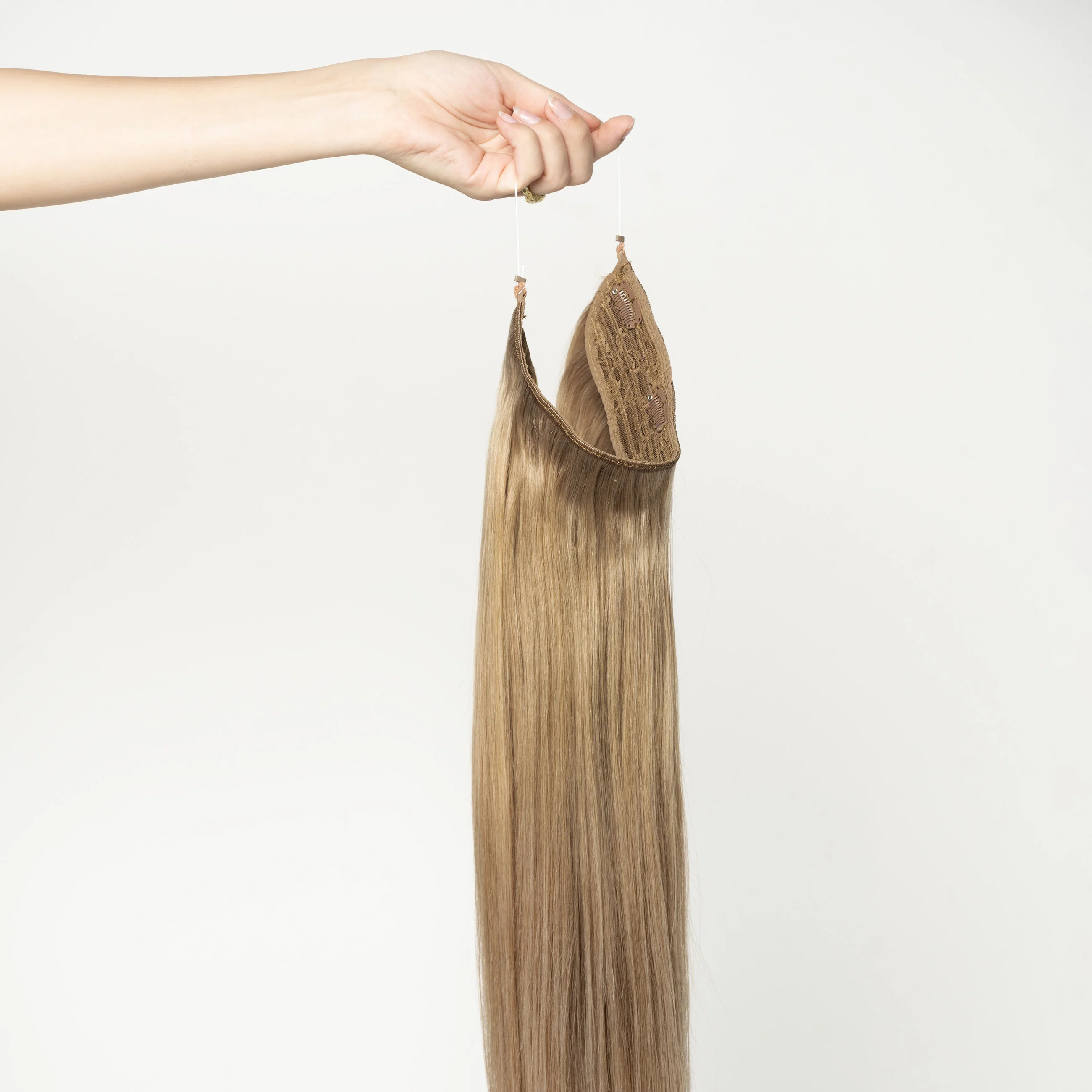 Halo hair extensions - Dark Beige Blonde 12B - Image 5