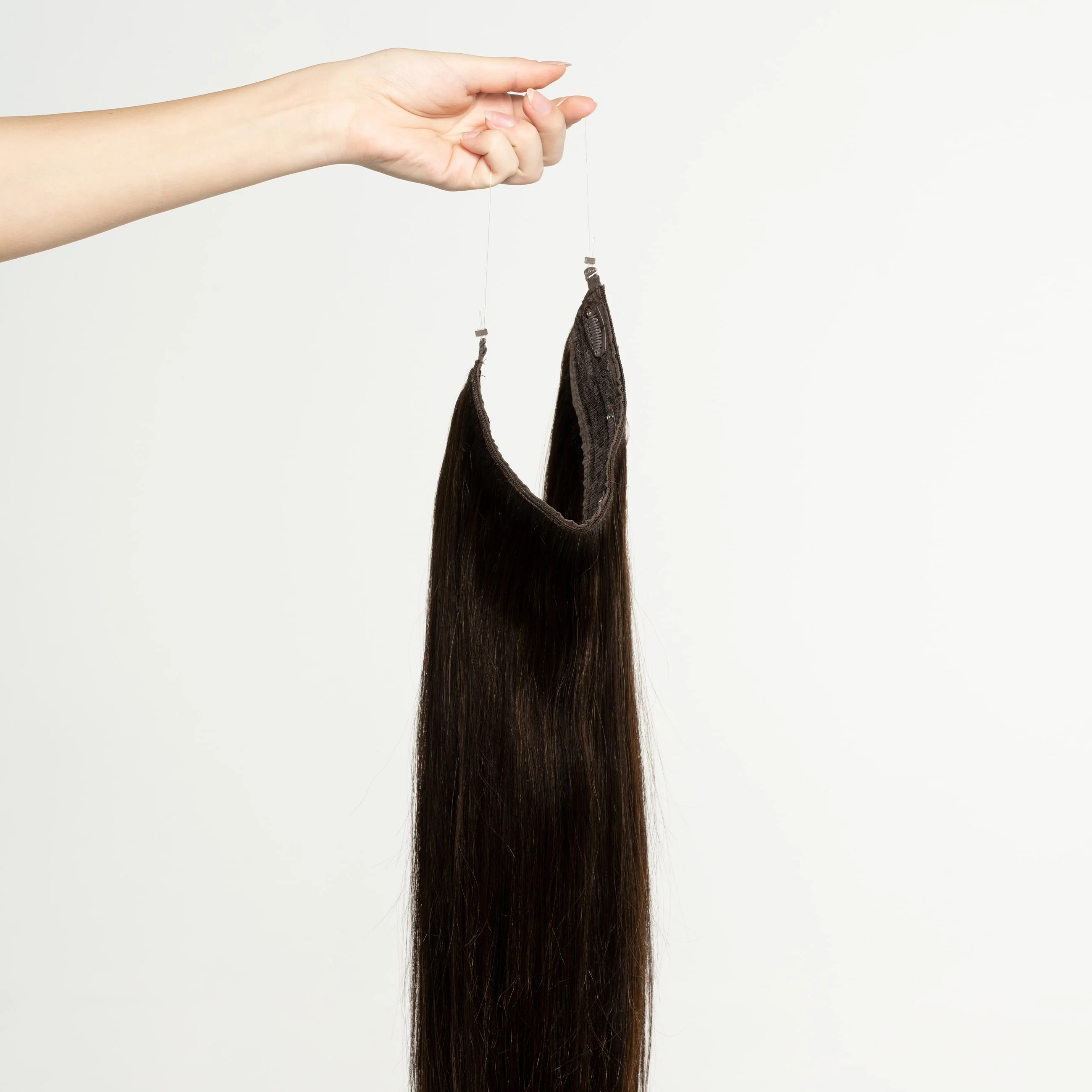 Halo hair extensions - Dark Chocolate Brown 1B - Image 5