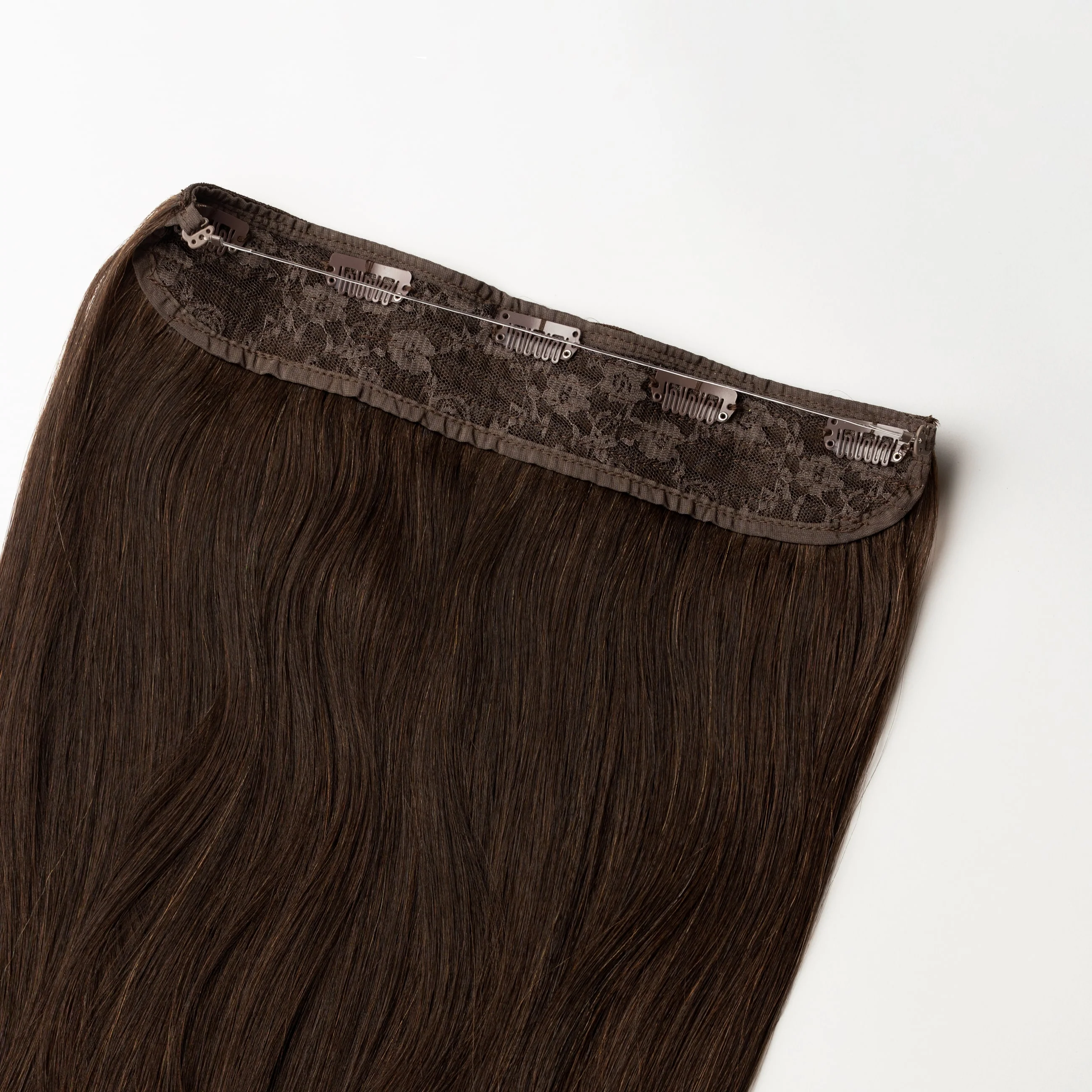 Halo hair extensions - Dark Chocolate Brown 1B - Image 6
