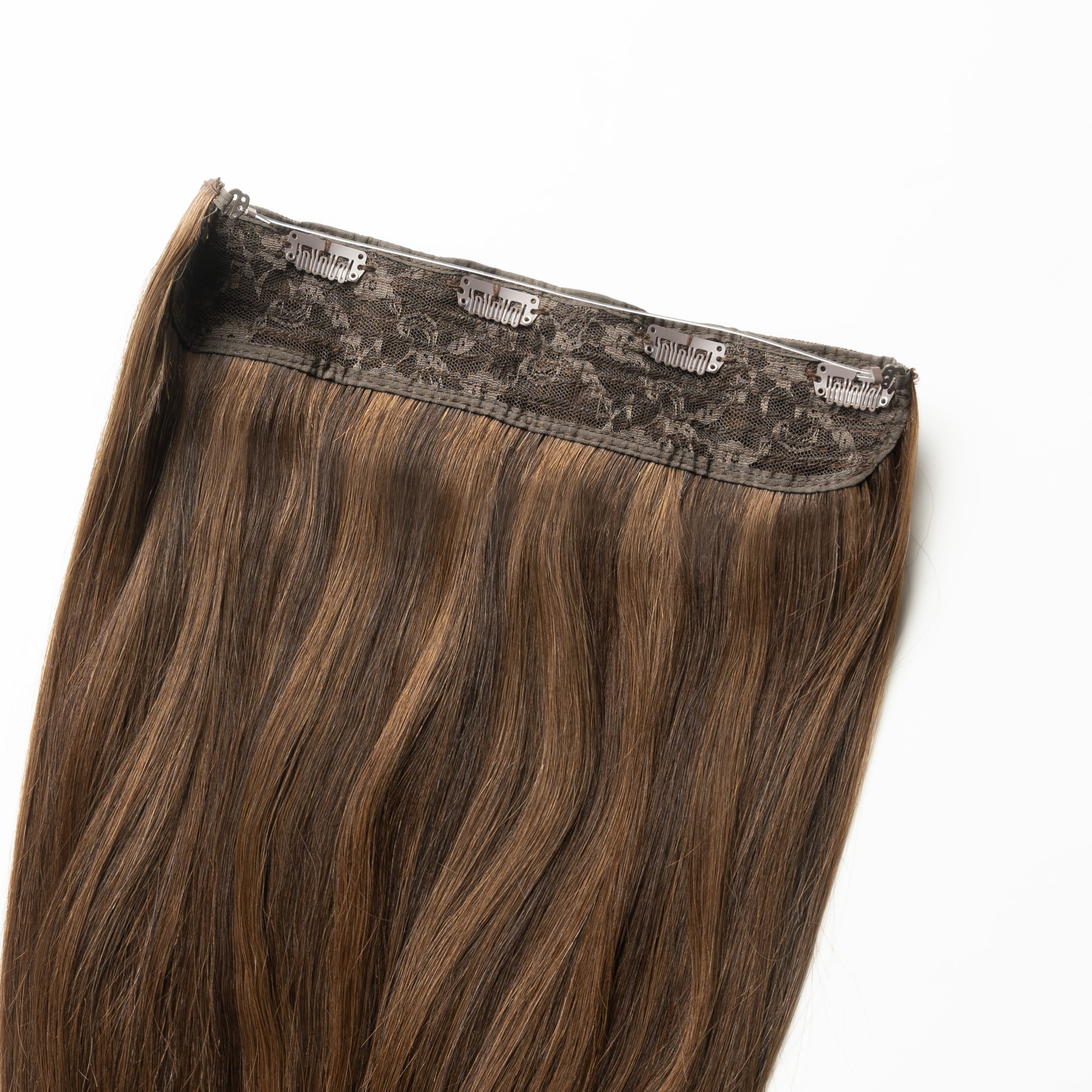 Halo hair extensions - Dark Chocolate Brown Mix 1B/4 - Image 6