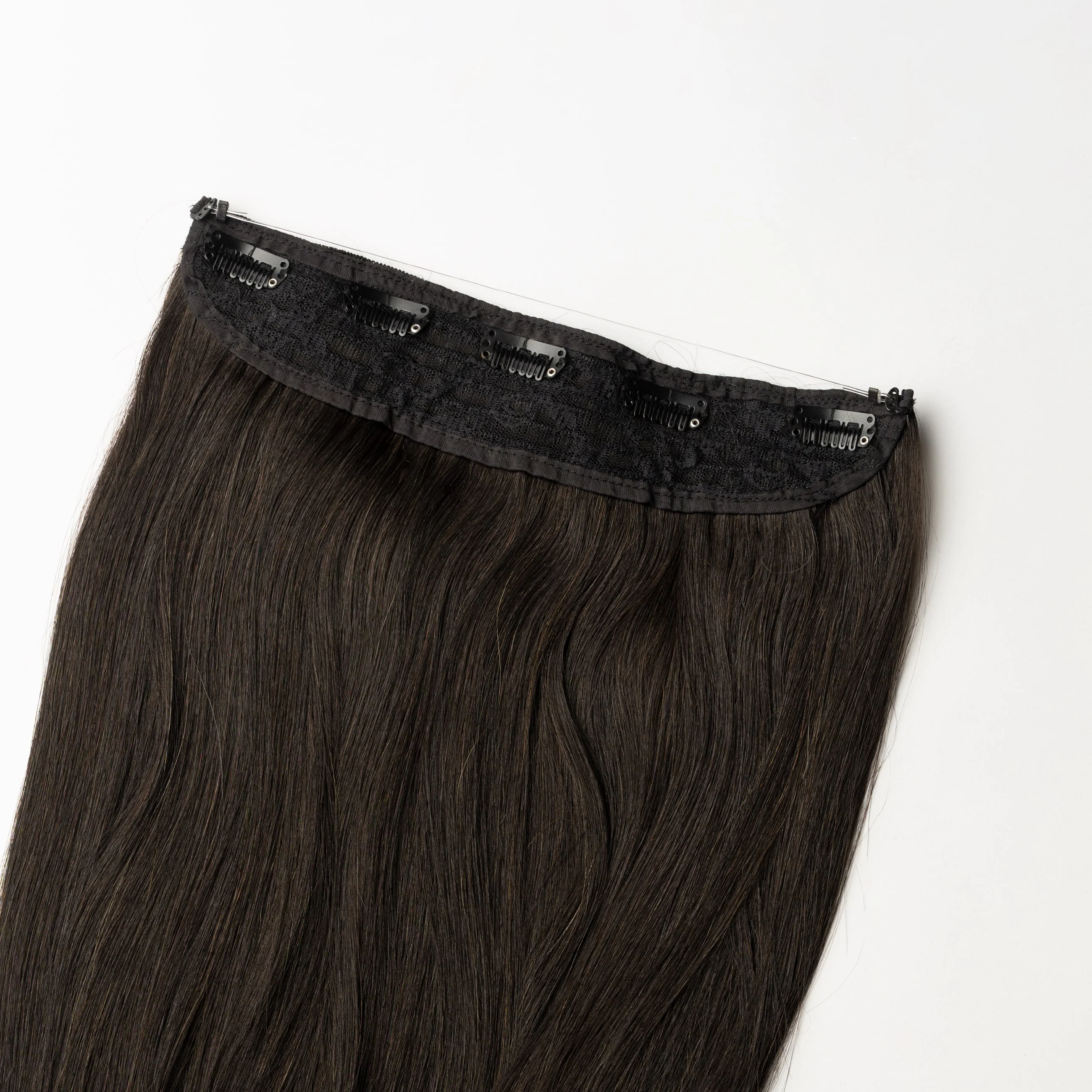 Halo hair extensions - Dark Natural Brown 1A - Image 6