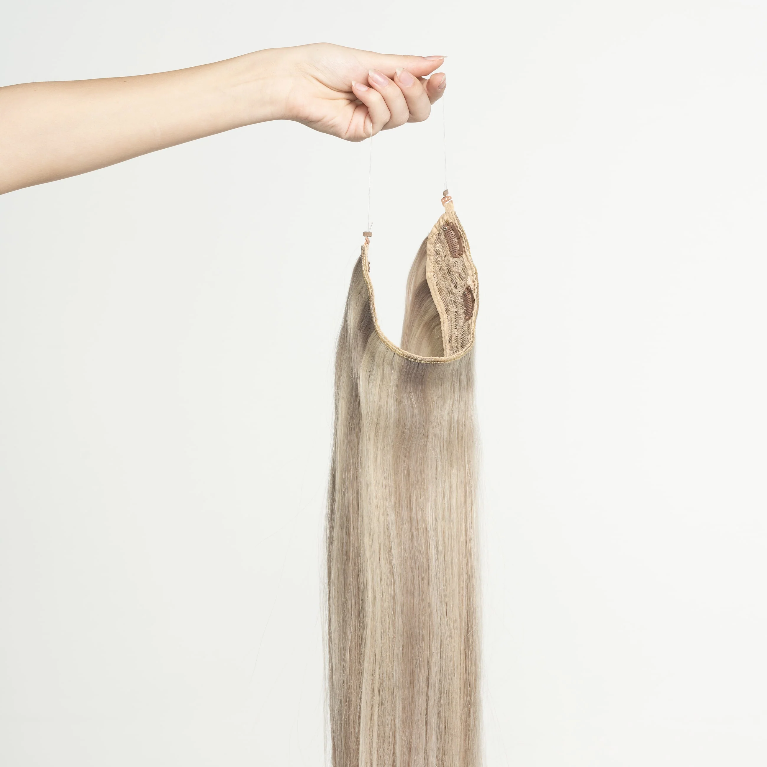 Halo hair extensions - Light Beige Blonde Mix 16B/60B - Image 5