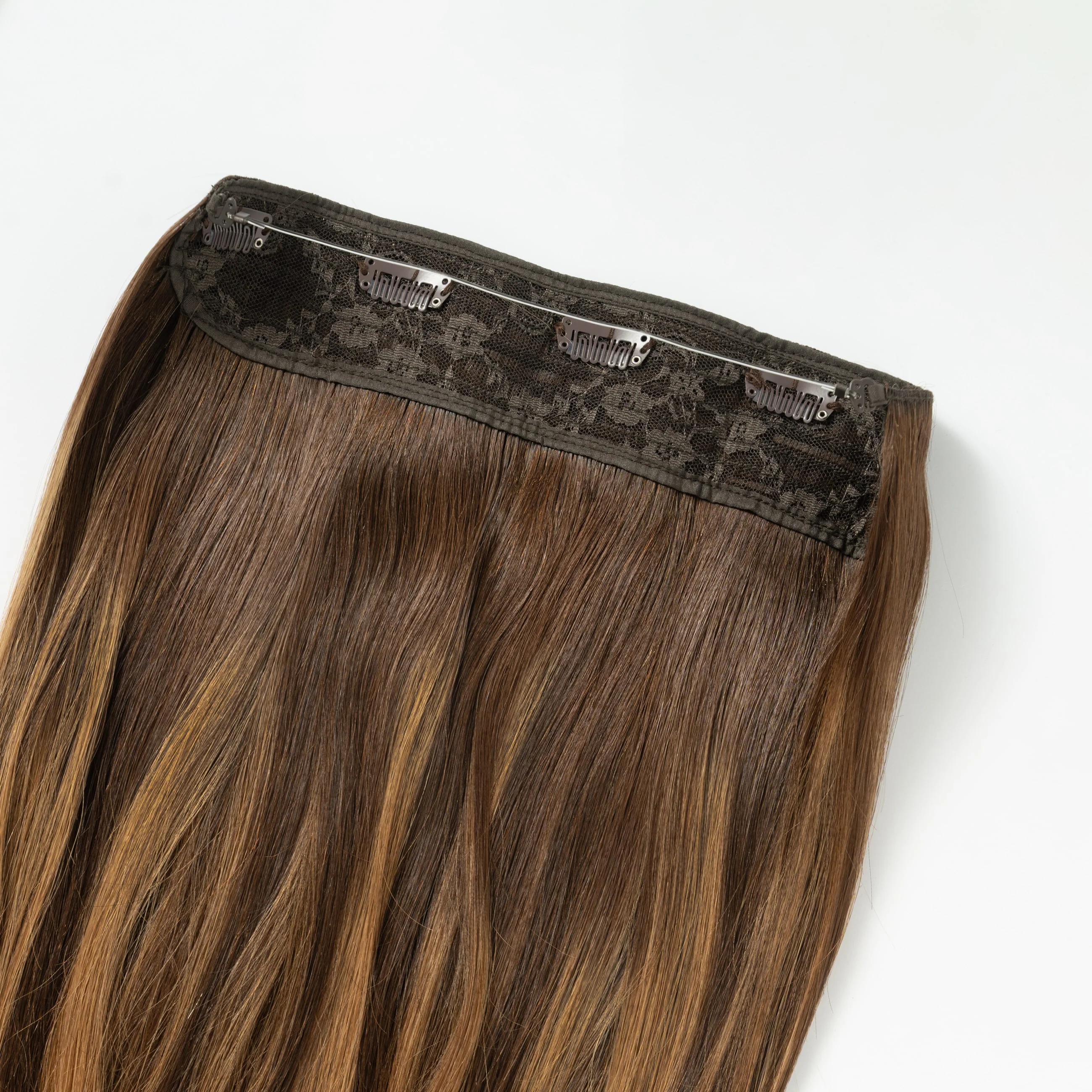 Halo hair extensions - Warm Brown Balayage 2+7 - Image 5