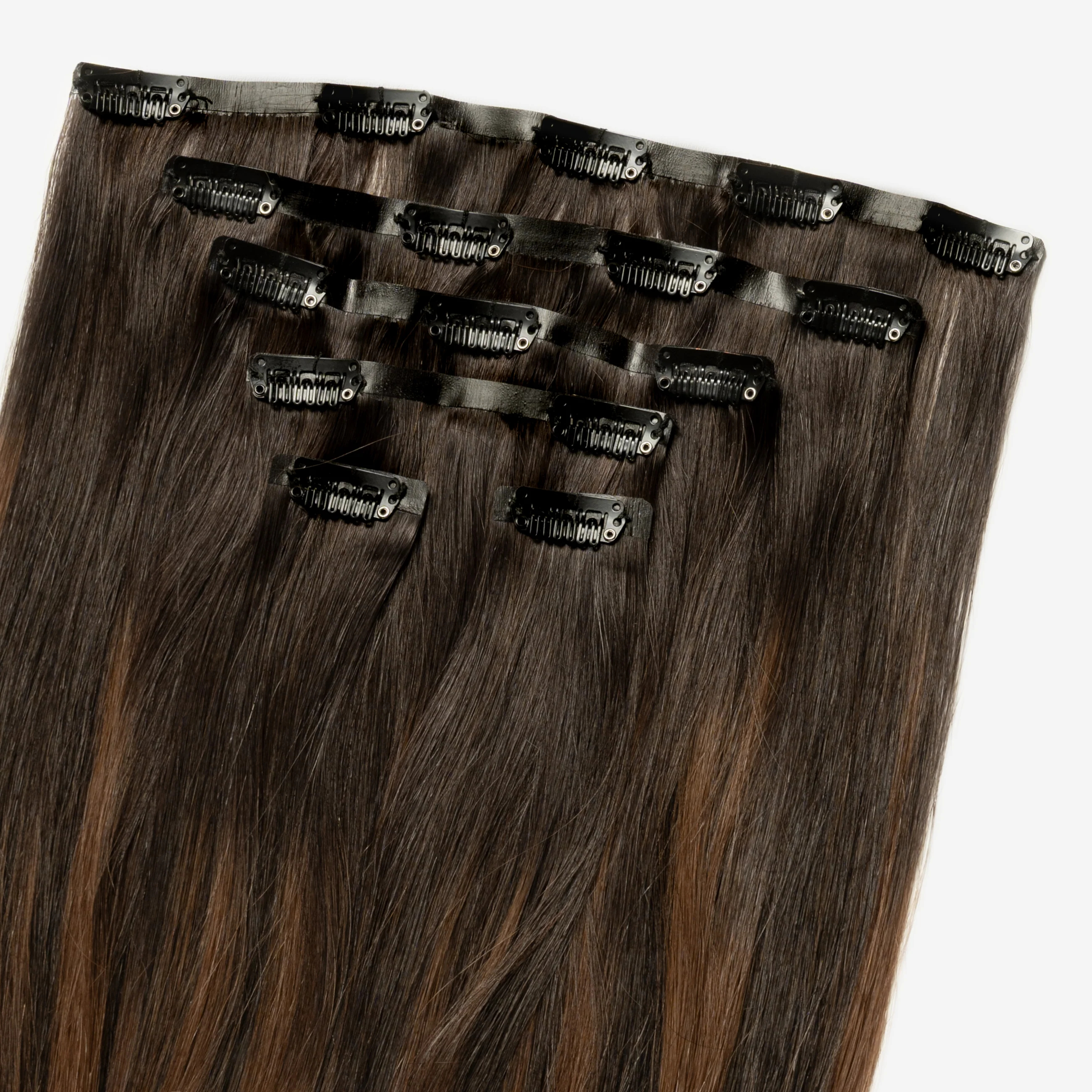 Invisible Clip In - Dark Chocolate Brown Balayage 1A+4 - Image 5